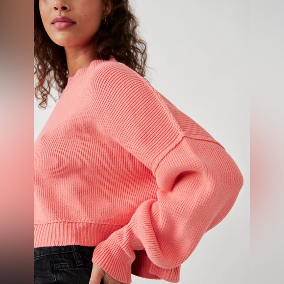 Free People Womens Easy Street Crop Rib Knit Dolman Sleeve Sweater size L NWT - Picture 4 of 10